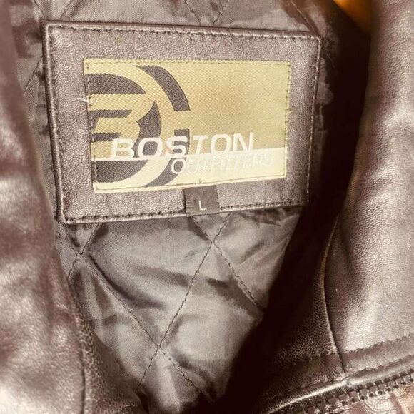 Boston Outfitters | Brn Genuine Leather Quilted Lined Bomber Jacket Size L | EUC - Picture 5 of 16